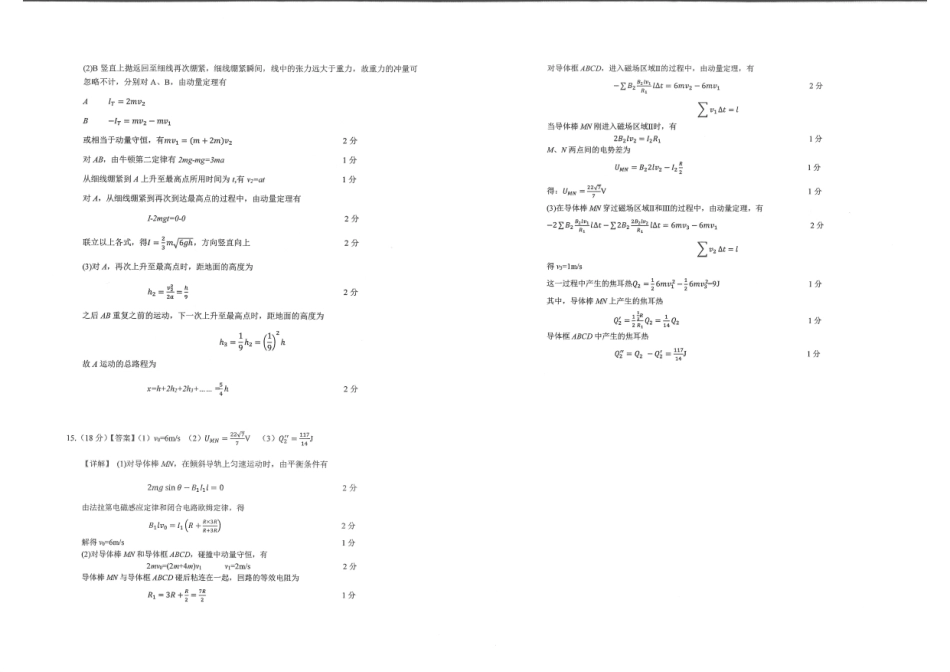 湖北省华中师大一附中2025年高考考前测试卷（最后一卷）（5.31-6.3）物理答案.pdf_第3页
