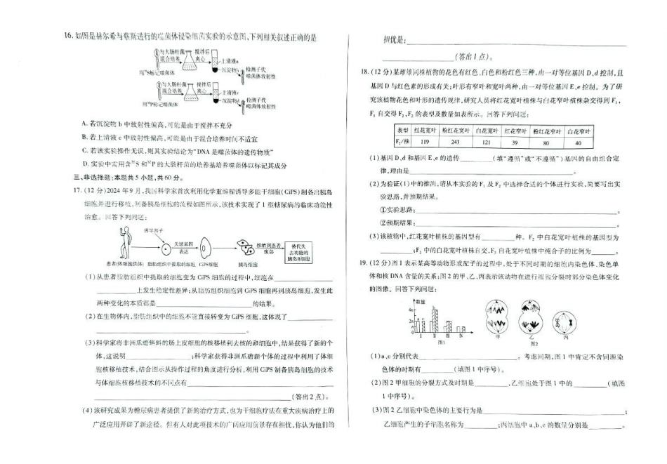 湖南省湘一名校联盟2024-2025学年高一下学期4月期中联考生物试题.pdf_第3页