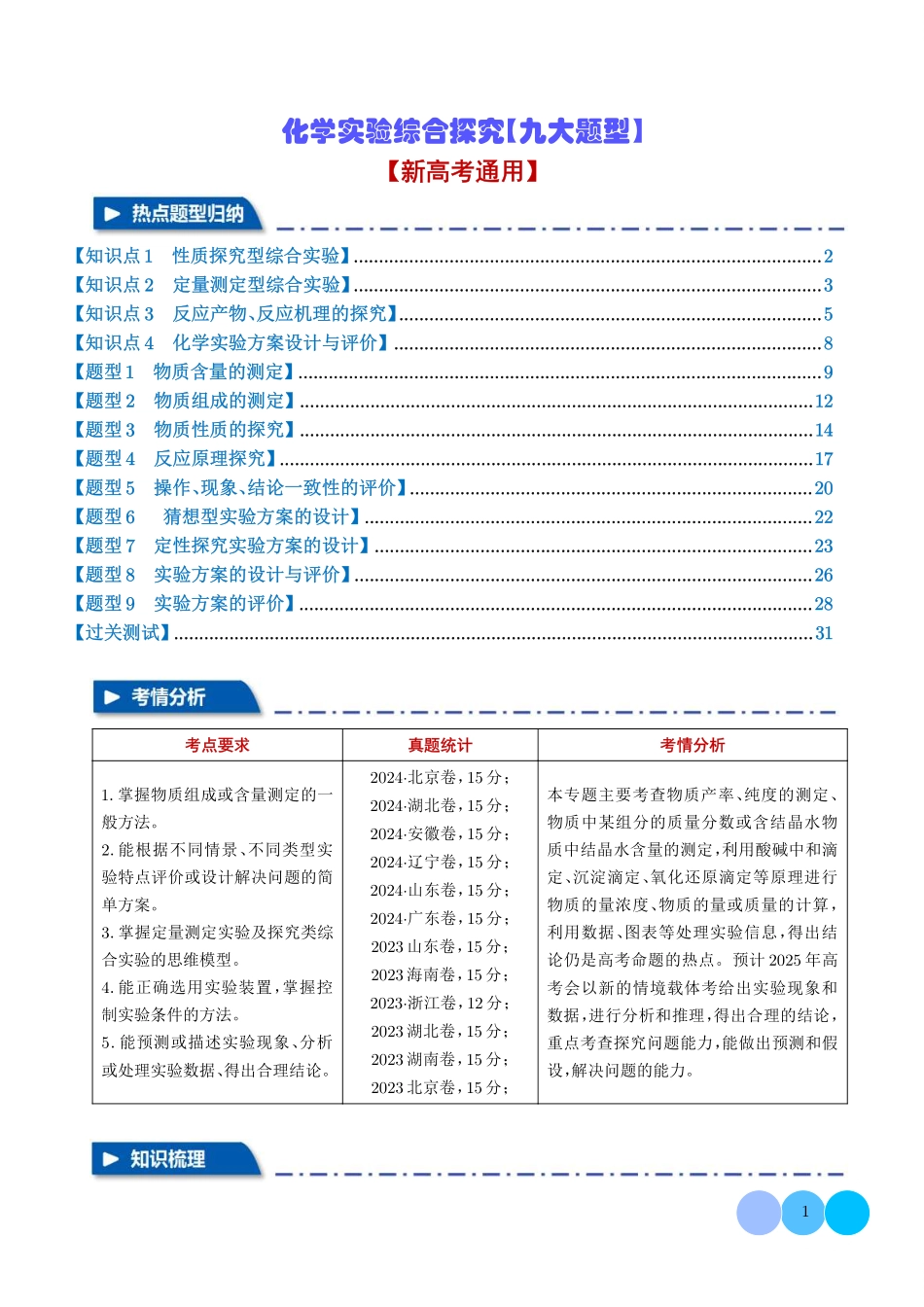 化学实验综合探究【九大题型】（新高考通用）（学生版35页）.pdf_第1页