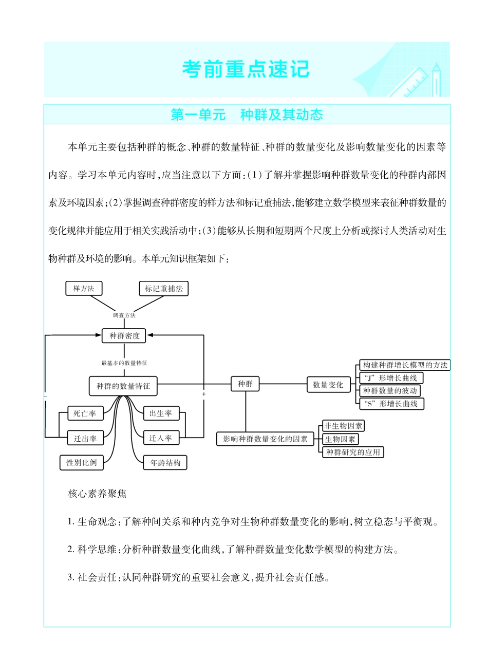 考前重点速记-生物选择性必修2RJ-金考卷单元双测卷.pdf_第1页
