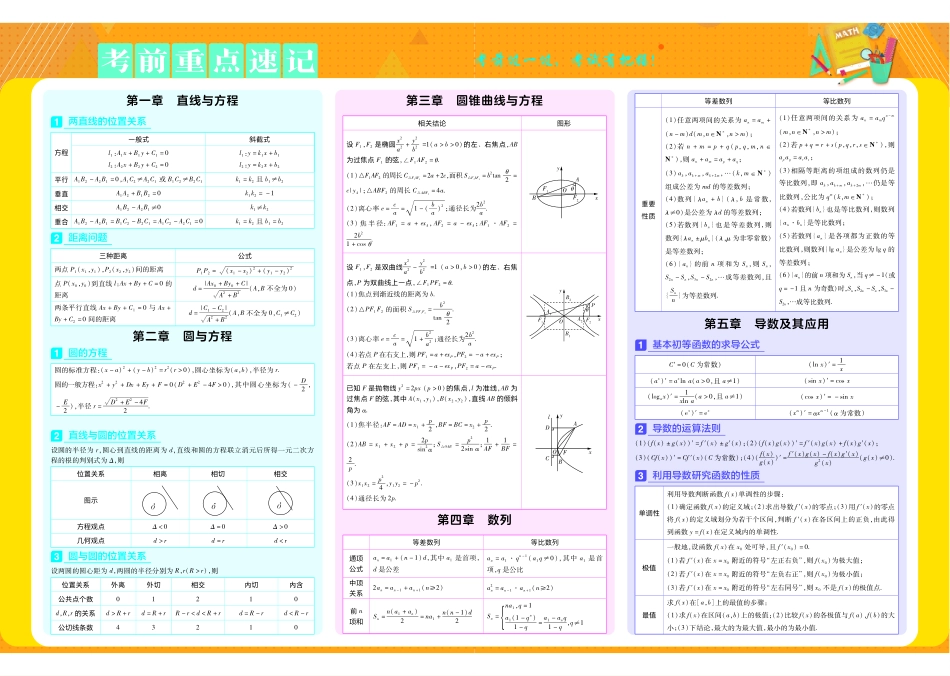 考前重点速记数学选择性必修第一册SJ金考卷单元双测卷.pdf_第1页