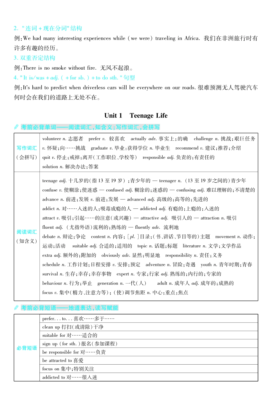 考前重点速记-英语必修第一册RJ-金考卷单元双测卷.pdf_第2页