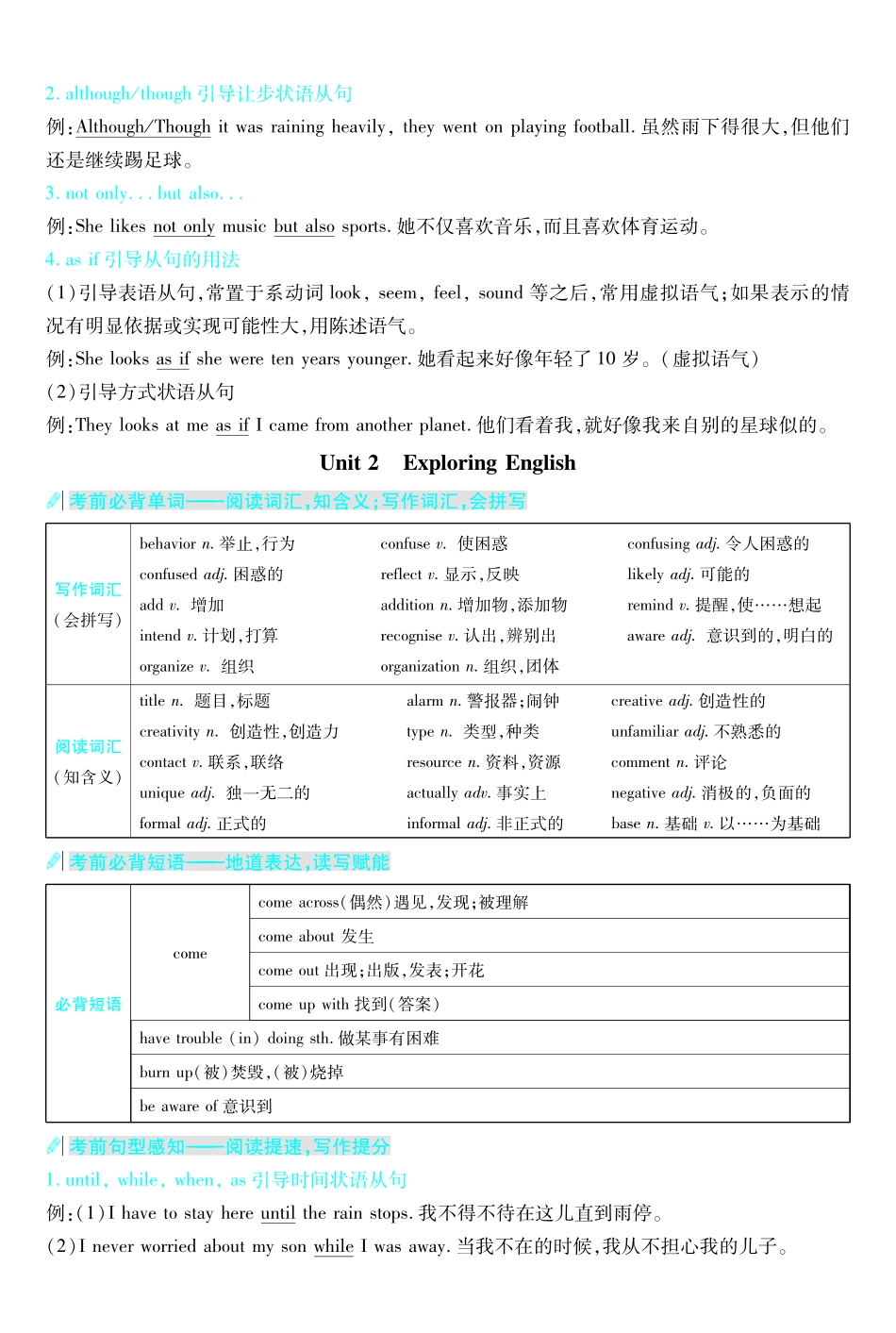 考前重点速记-英语必修第一册WY-金考卷单元双测卷.pdf_第2页