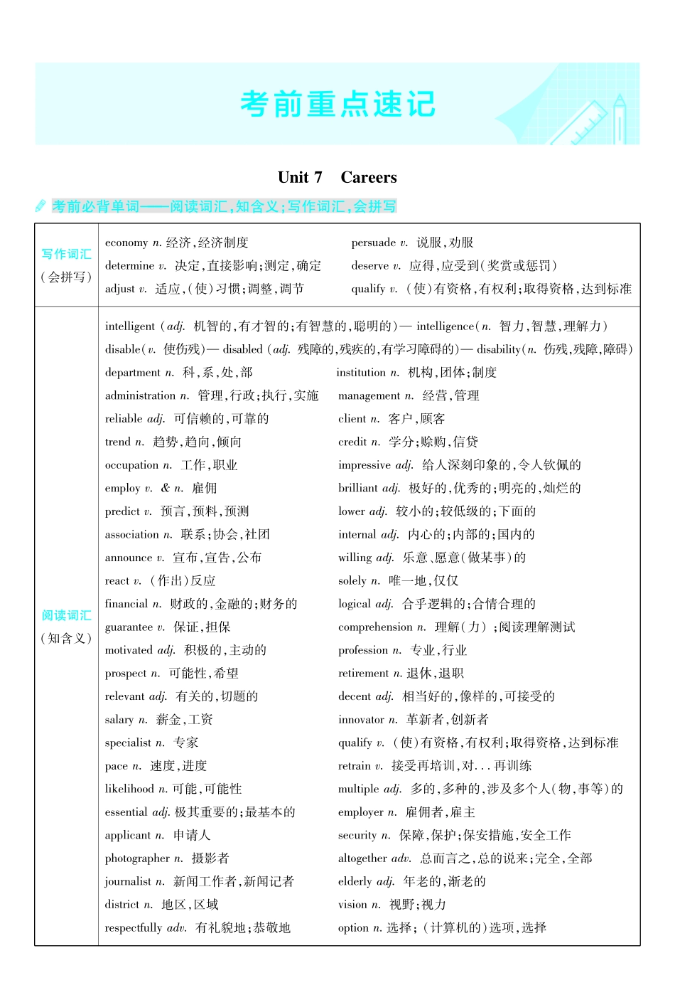 考前重点速记-英语选择性必修第三册BS-金考卷单元双测卷.pdf_第1页