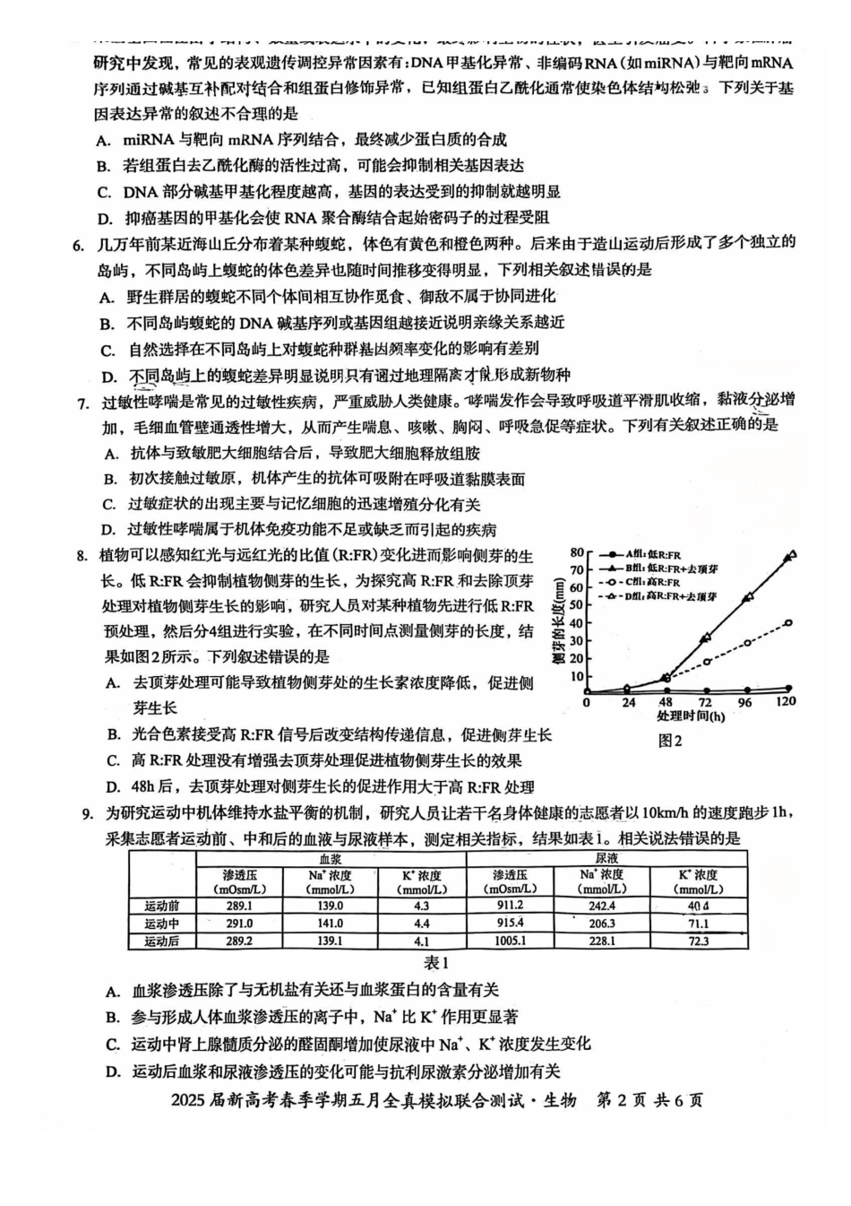 生物试卷【广西卷】广西壮族自治区邕衡教育名校联盟2025届春季学期高三5月全真模拟联合测试（5.7-5.9）.pdf_第2页