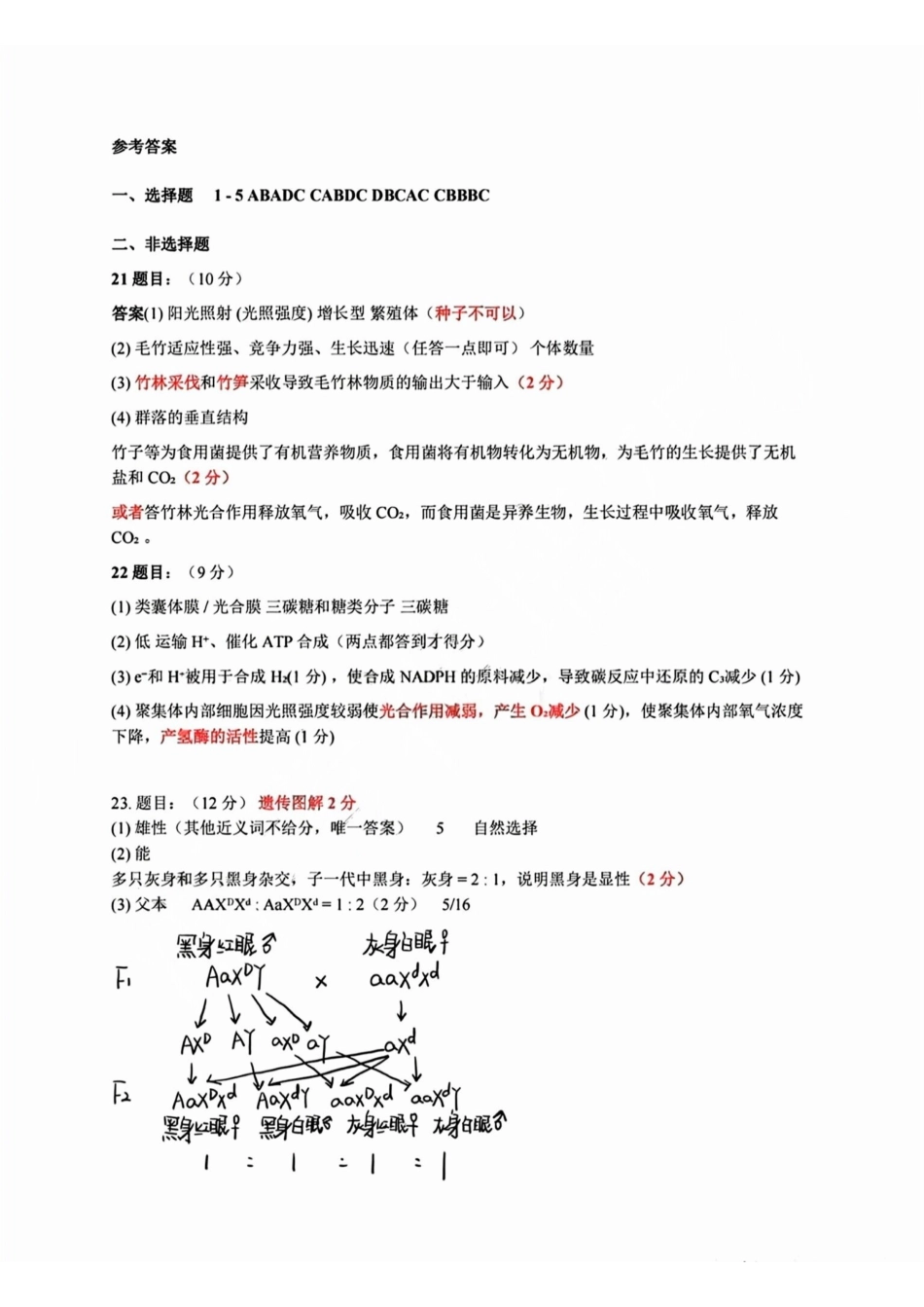 生物试卷答案【浙江第一高中】【浙江卷】浙江省宁波市镇海中学2025年5月第二次模拟考试（5.20-5.21）.pdf_第1页