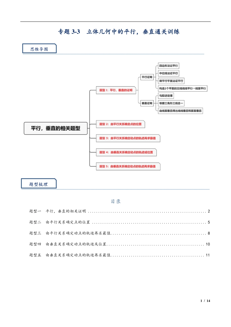 2024年高三培优讲义17---立体几何中的平行，垂直通关训练.pdf_第1页