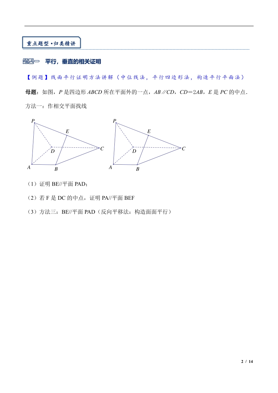 2024年高三培优讲义17---立体几何中的平行，垂直通关训练.pdf_第2页