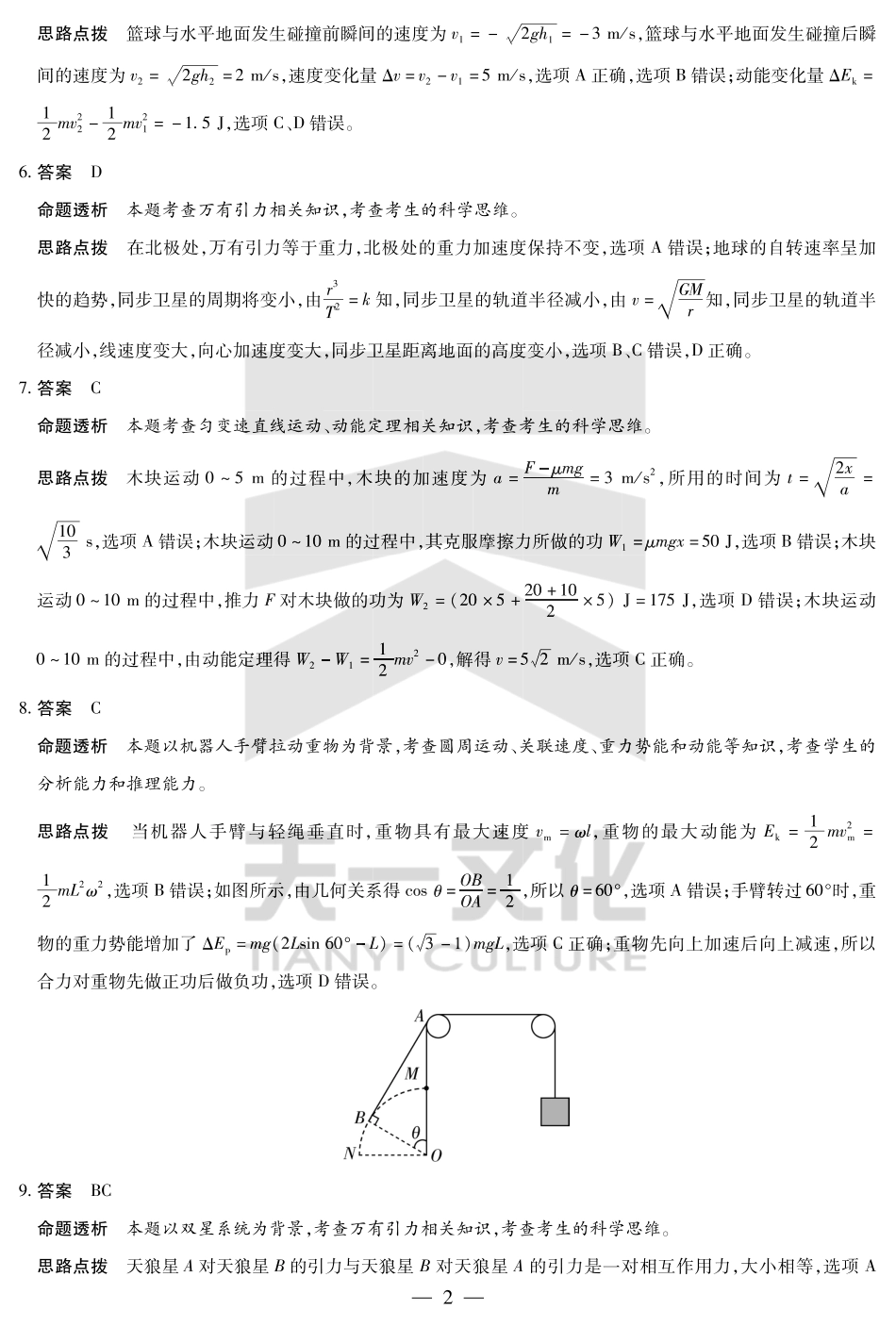 安徽省天一大联考2024-2025学年高一下学期5月阶段性测试物理答案.pdf_第2页