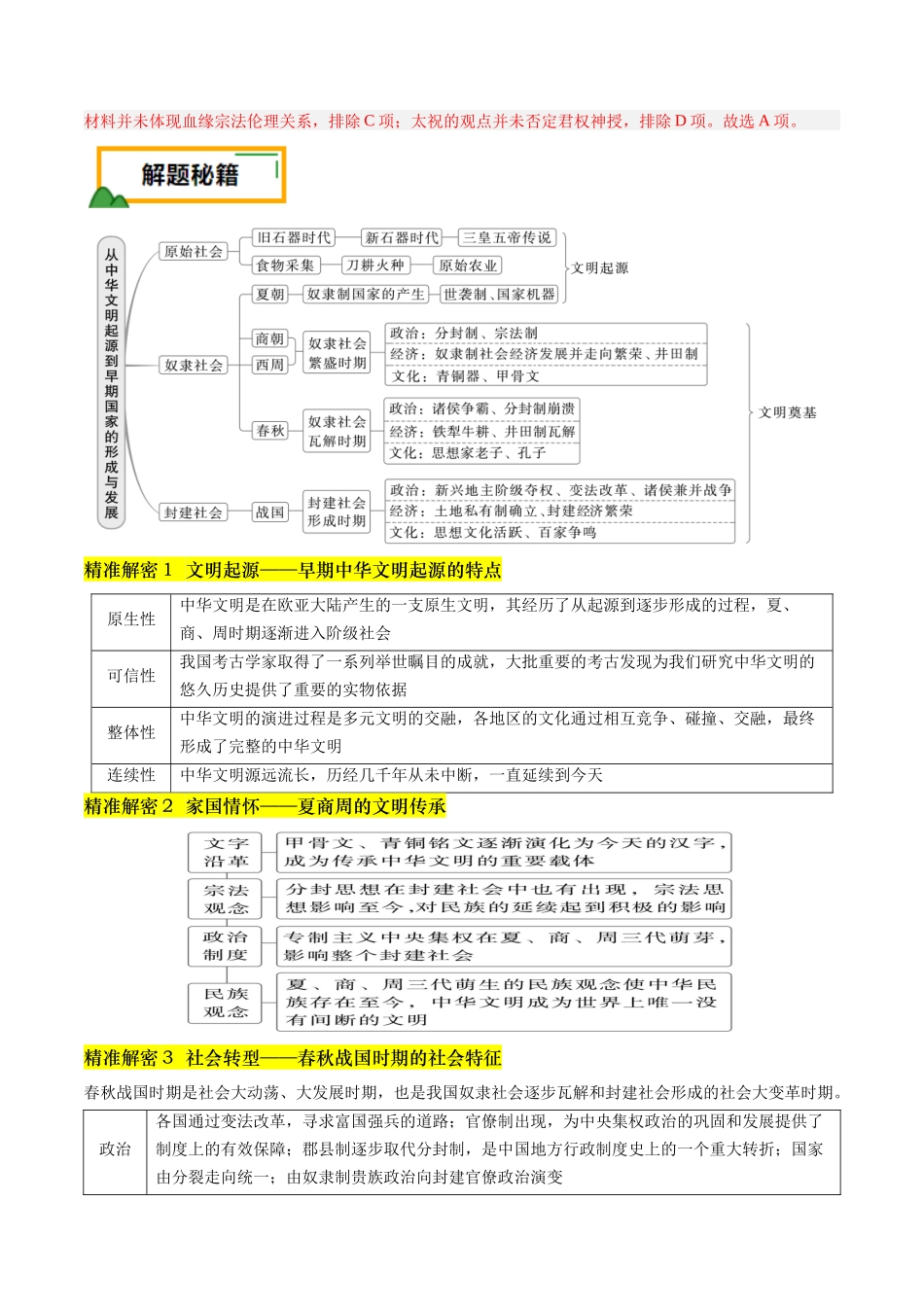 备战高一高二高三高考历史临考题号押题-押第1题先秦时期：中华文明的起源（解析版）.docx_第2页