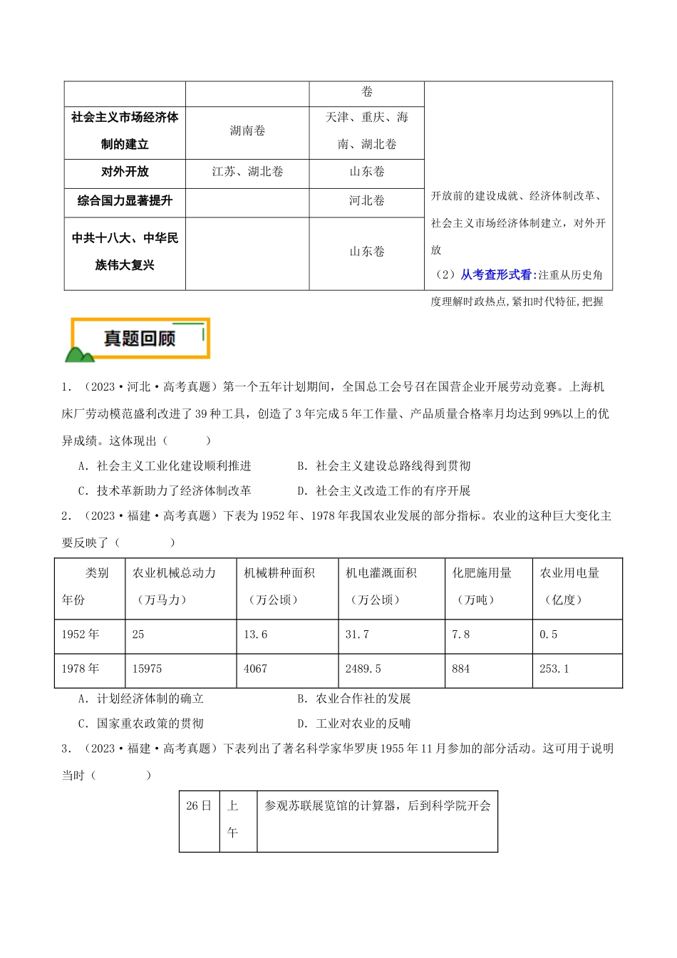 备战高一高二高三高考历史临考题号押题-押新高考第9-10题中国现代史：中华文明的再铸与复兴（原卷版）.docx_第2页