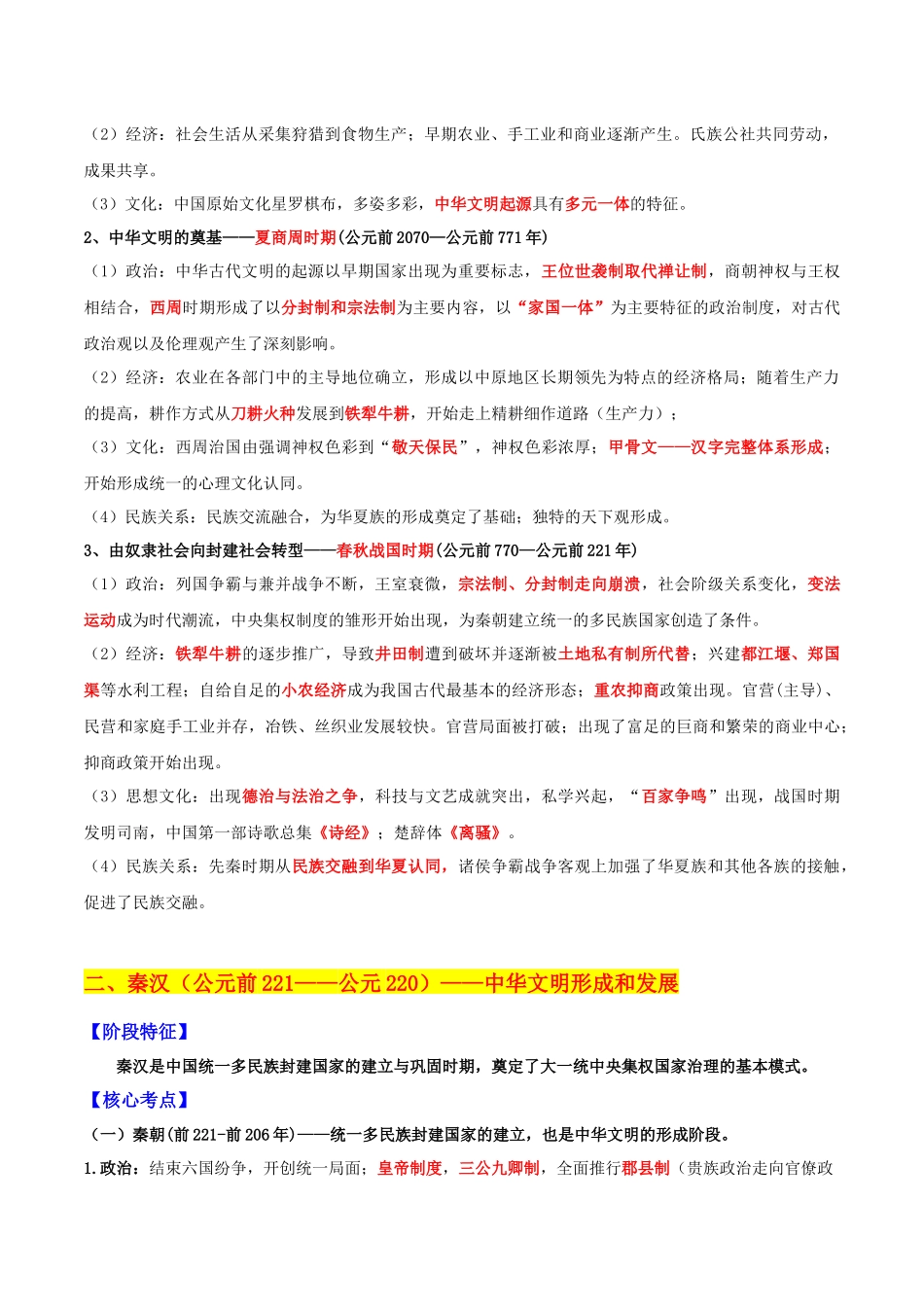 备战高一高二高三高考历史抢分秘籍-秘籍01高考考前抢分必记核心知识点扫描——中国古代史-备战高考历史抢分秘籍（新高考专用）.docx_第2页