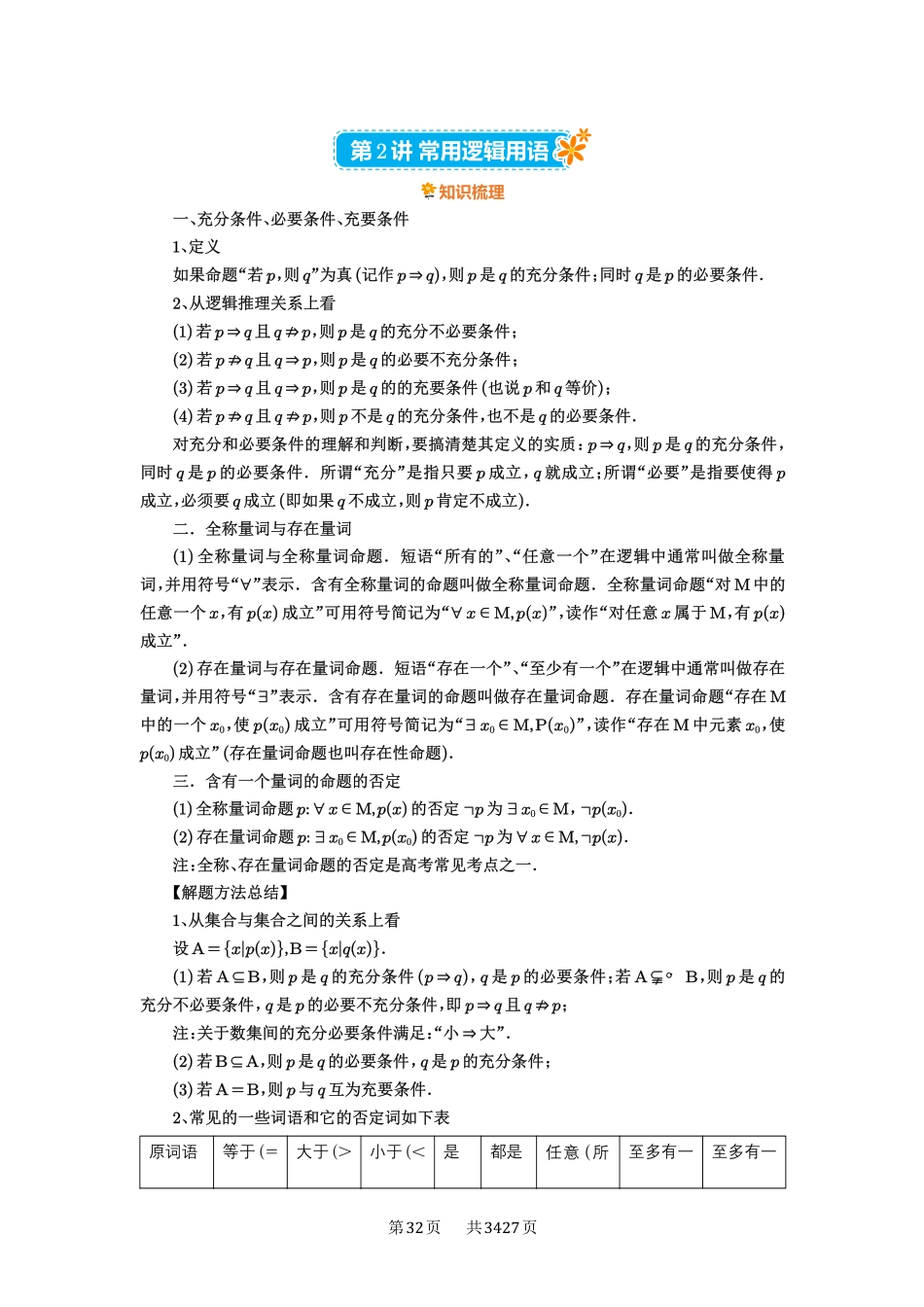 第2讲常用逻辑用语-高考数学必刷题（解析版）.pdf_第1页