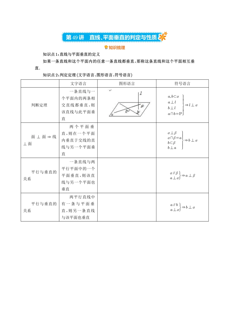 第49讲：直线、平面垂直的判定与性质-高考数学必刷题（原卷版）-高考数学必刷题（原卷版）.pdf_第1页