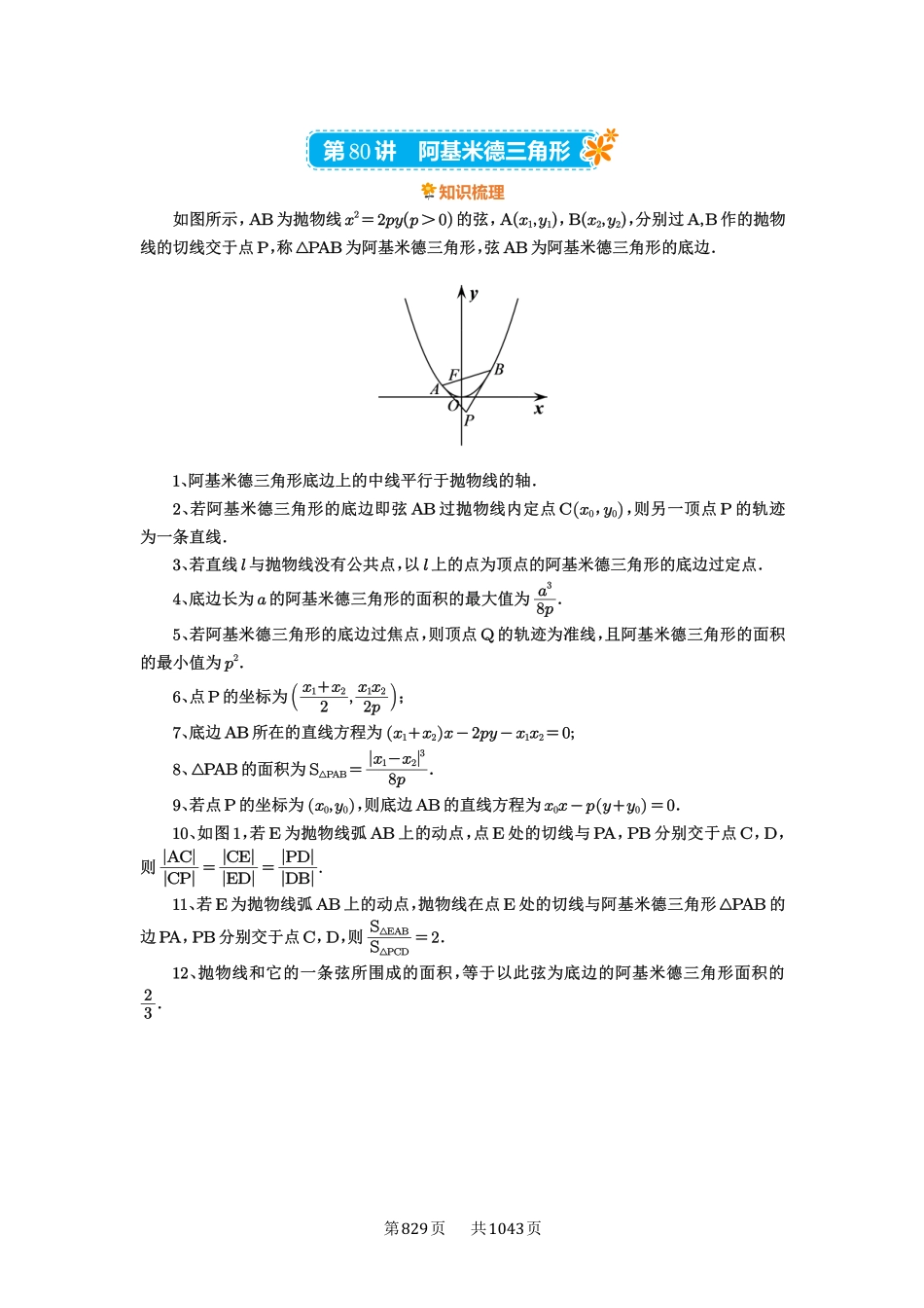 第80讲：阿基米德三角形-高考数学必刷题（原卷版）-高考数学必刷题（原卷版）.pdf_第1页