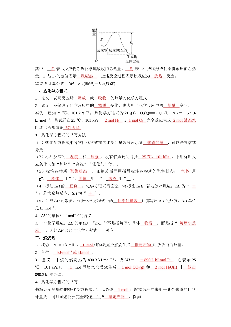第一章化学反应的热效应-高中化学全册必背章节知识清单（人教版2019选择性必修1）.docx_第3页