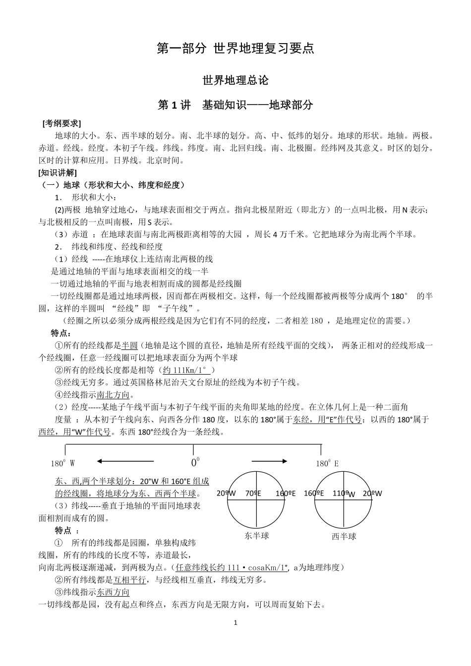 高中（地理）知识点梳理+答题模板-【地理】高考地理重点归纳_侧重知识梳理.pdf_第1页