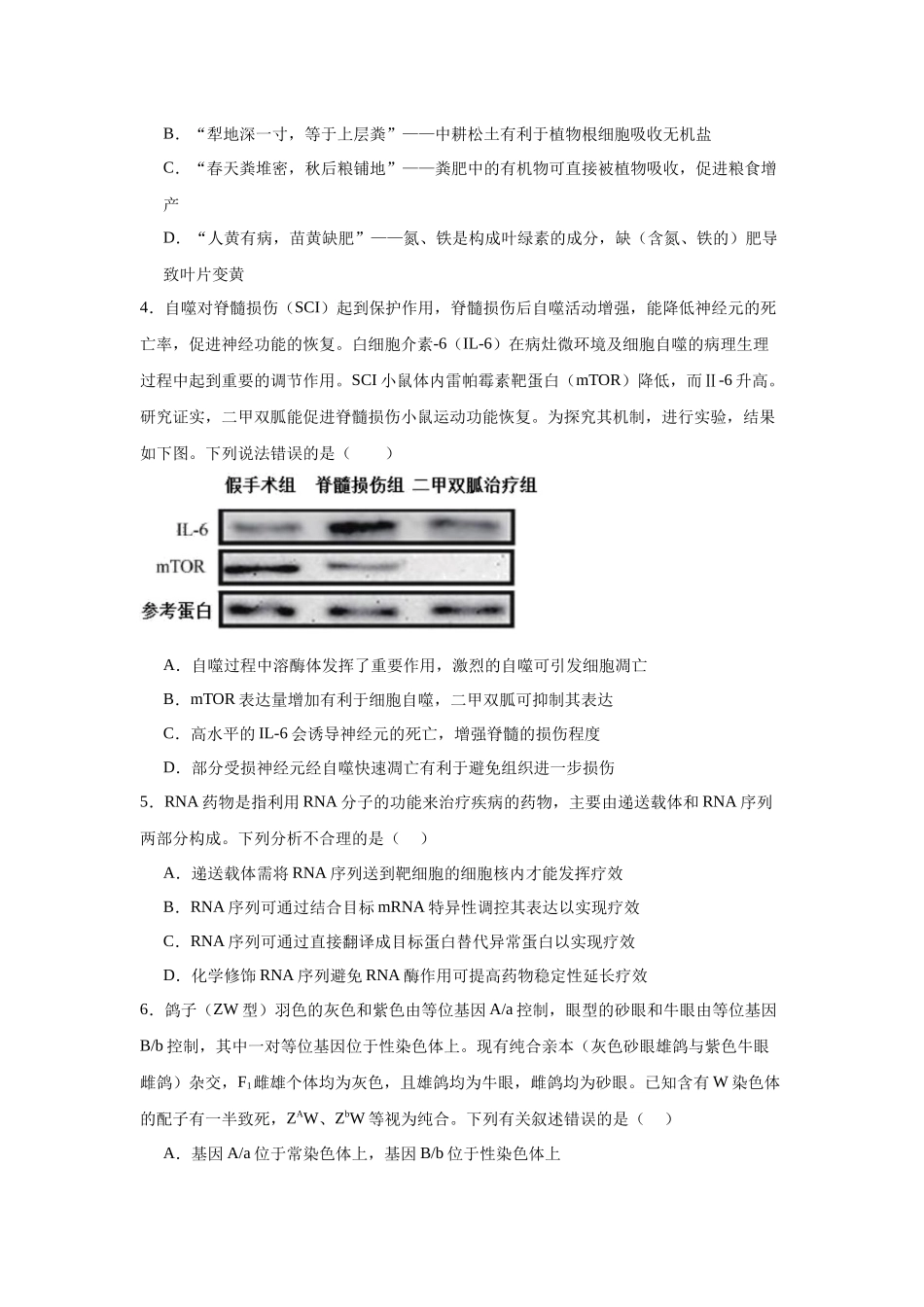 信息必刷卷05（新高考通用）原卷版-2025年高考生物考前信息必刷卷（新高考Ⅰ卷专用）.docx_第3页