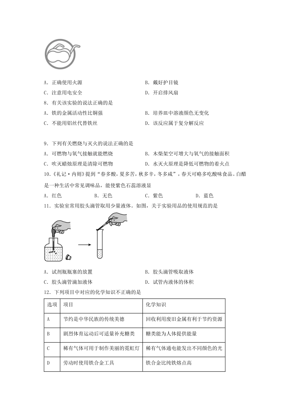 2025年湖南中考化学试题及答案.doc_第2页