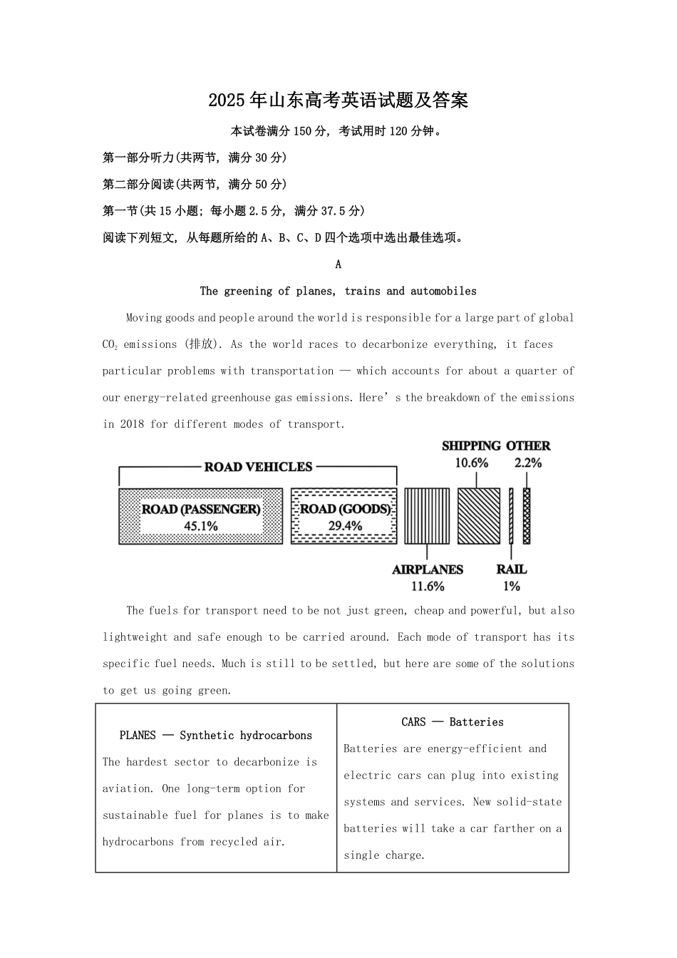 2025年山东高考英语试题及答案.pdf_第1页