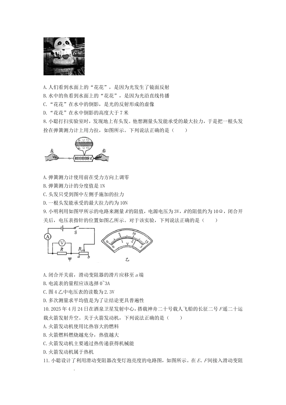 2025年四川成都中考物理试题及答案.doc_第2页