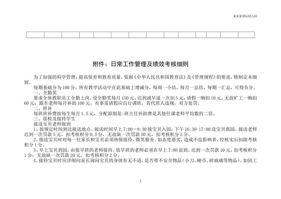 幼儿园常用表格-工资发放单表附-日常工作管理及绩效考核细则.doc_第2页