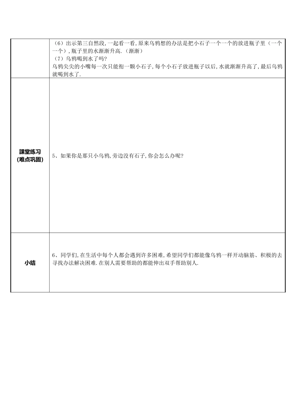 人教版部编版小学语文一年级上册乌鸦喝水教学设计教案17.docx_第2页