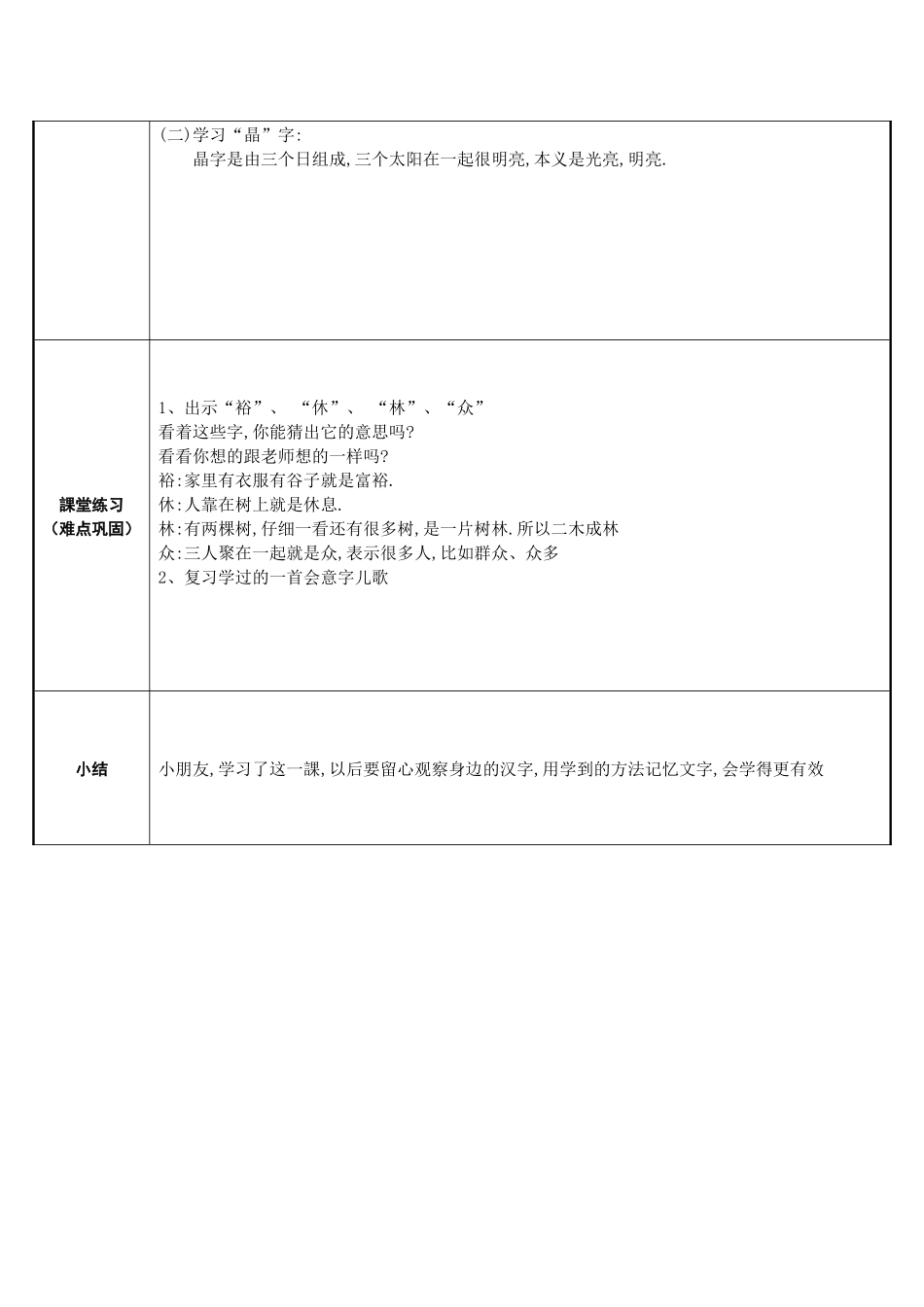 人教版部编版小学语文一年级上册用会意字的构字特点猜字义教学设计教案.docx_第2页