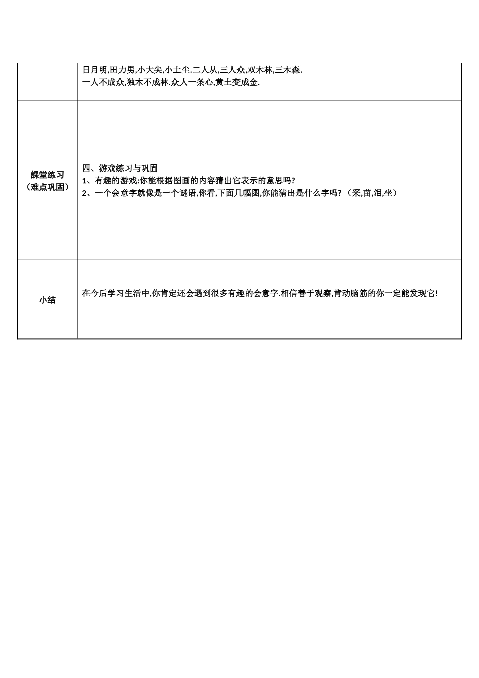 人教版部编版小学语文一年级上册有趣的会意字教学设计教案.docx_第2页