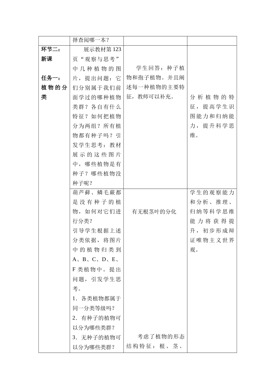 生物人教版（24新版本七年级初一初一上册2.4.1尝试对生物进行分类1教学教案含答案.docx_第2页