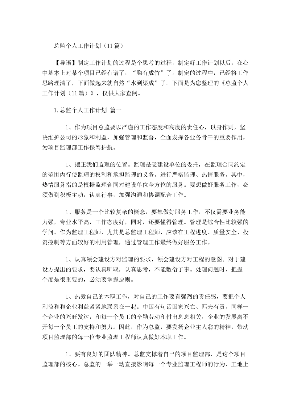 总监个人工作计划（10篇.docx_第1页
