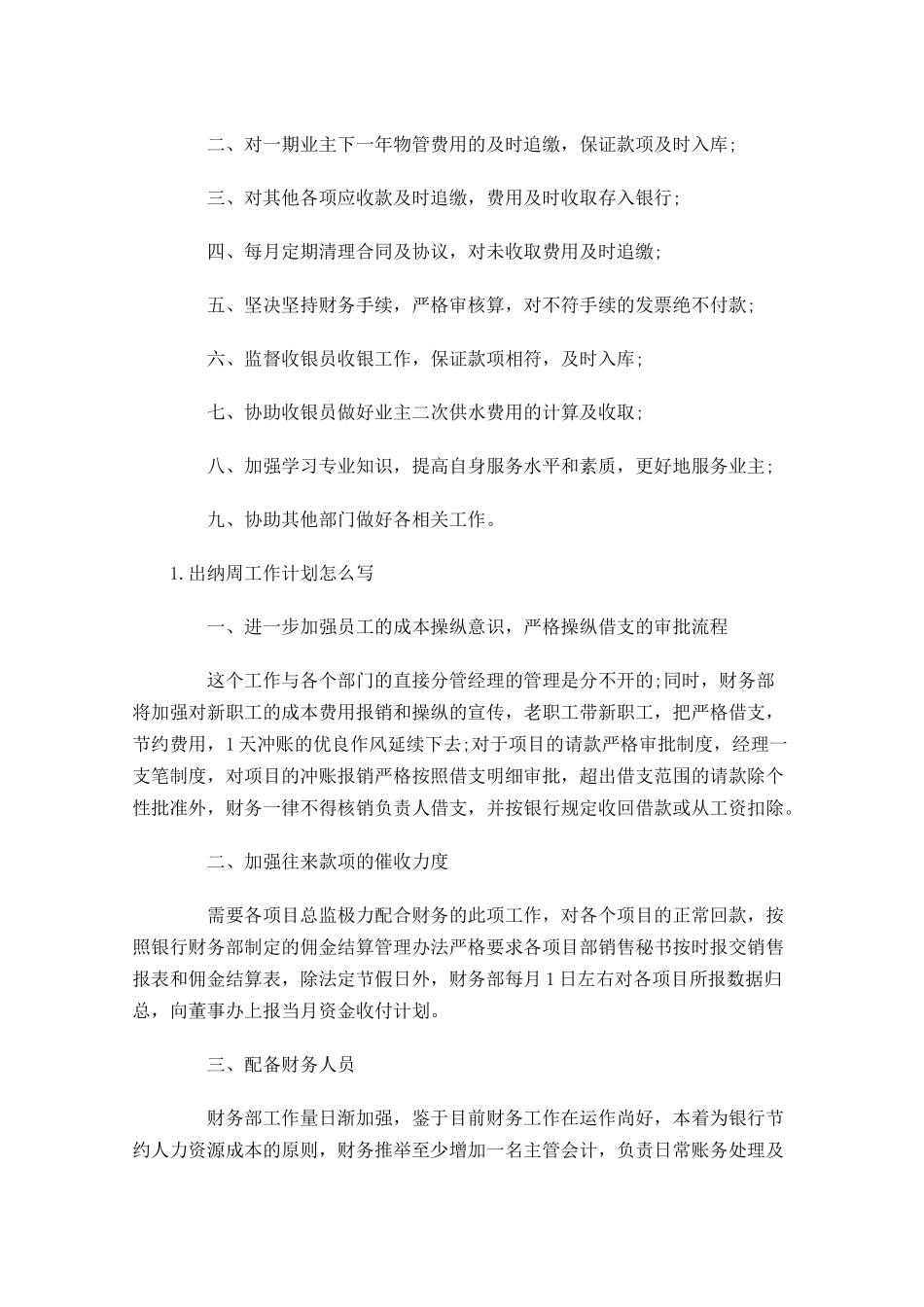 出纳周工作计划怎么写.docx_第2页