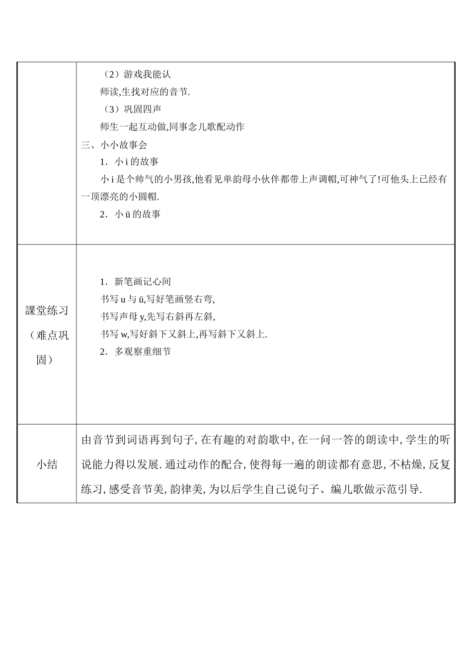 人教版（部编版小学语文一年级上册y和u的标调规则教学设计教案.docx_第2页