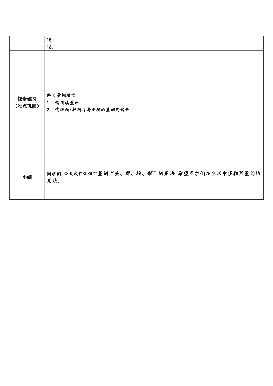 人教版（部编版小学语文一年级上册认识量词“头群堆颗”的用法教学设计教案.docx_第2页