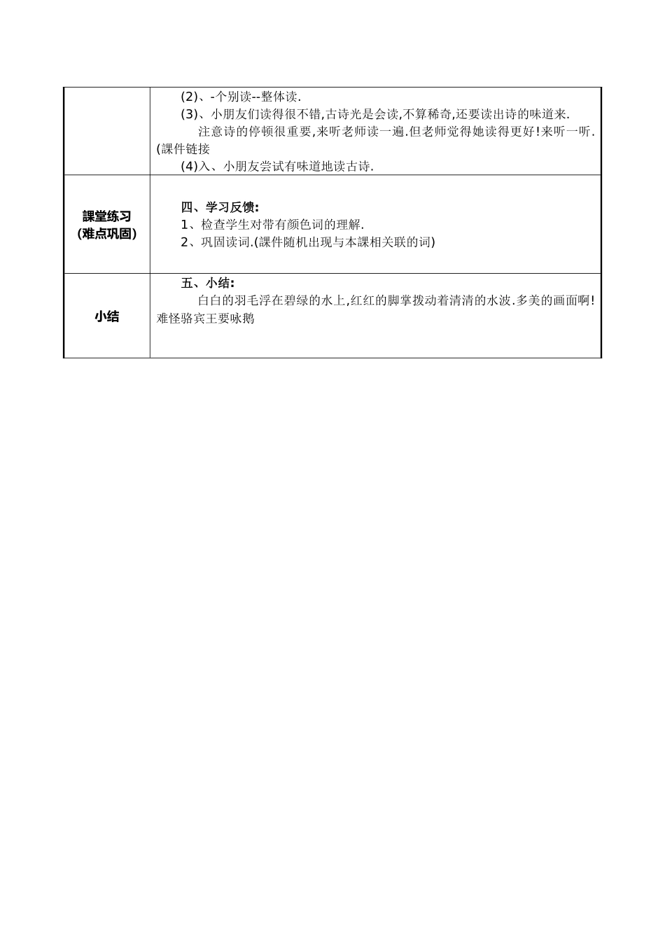 人教版部编版小学语文一年级上册咏鹅教学设计教案1.docx_第2页