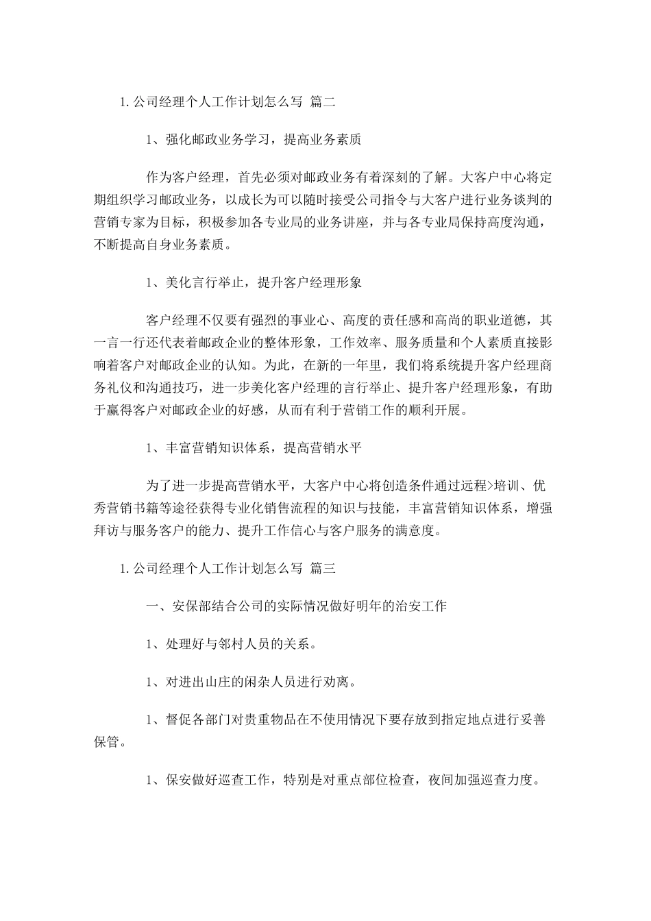 公司经理个人工作计划怎么写10篇.docx_第2页