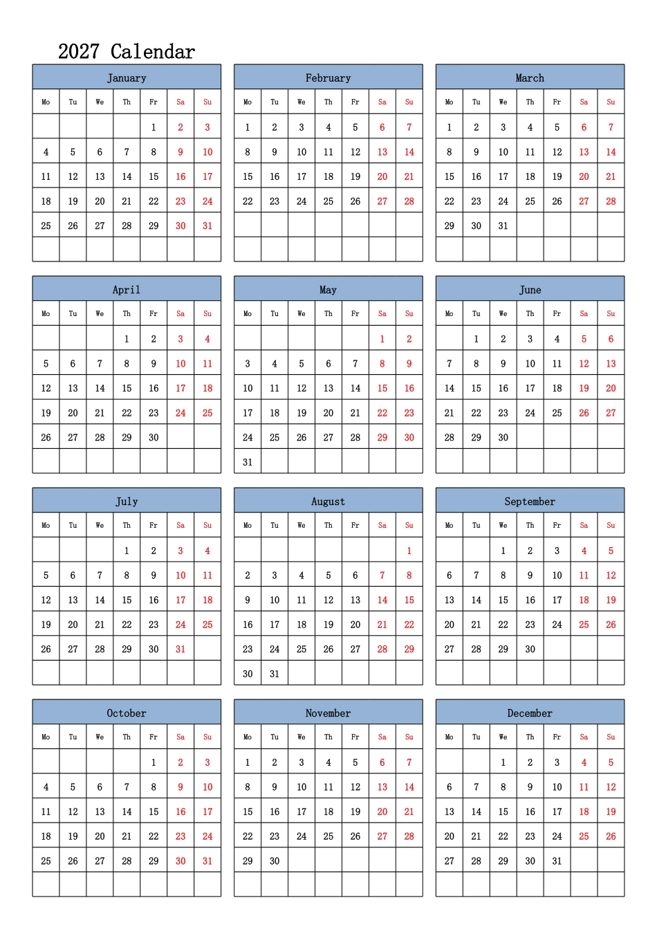 日历表2027年日历英文版纵向排版周一开始.pdf_第1页