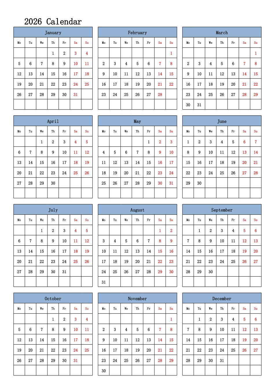 日历表2026年日历英文版纵向排版周一开始.pdf_第1页