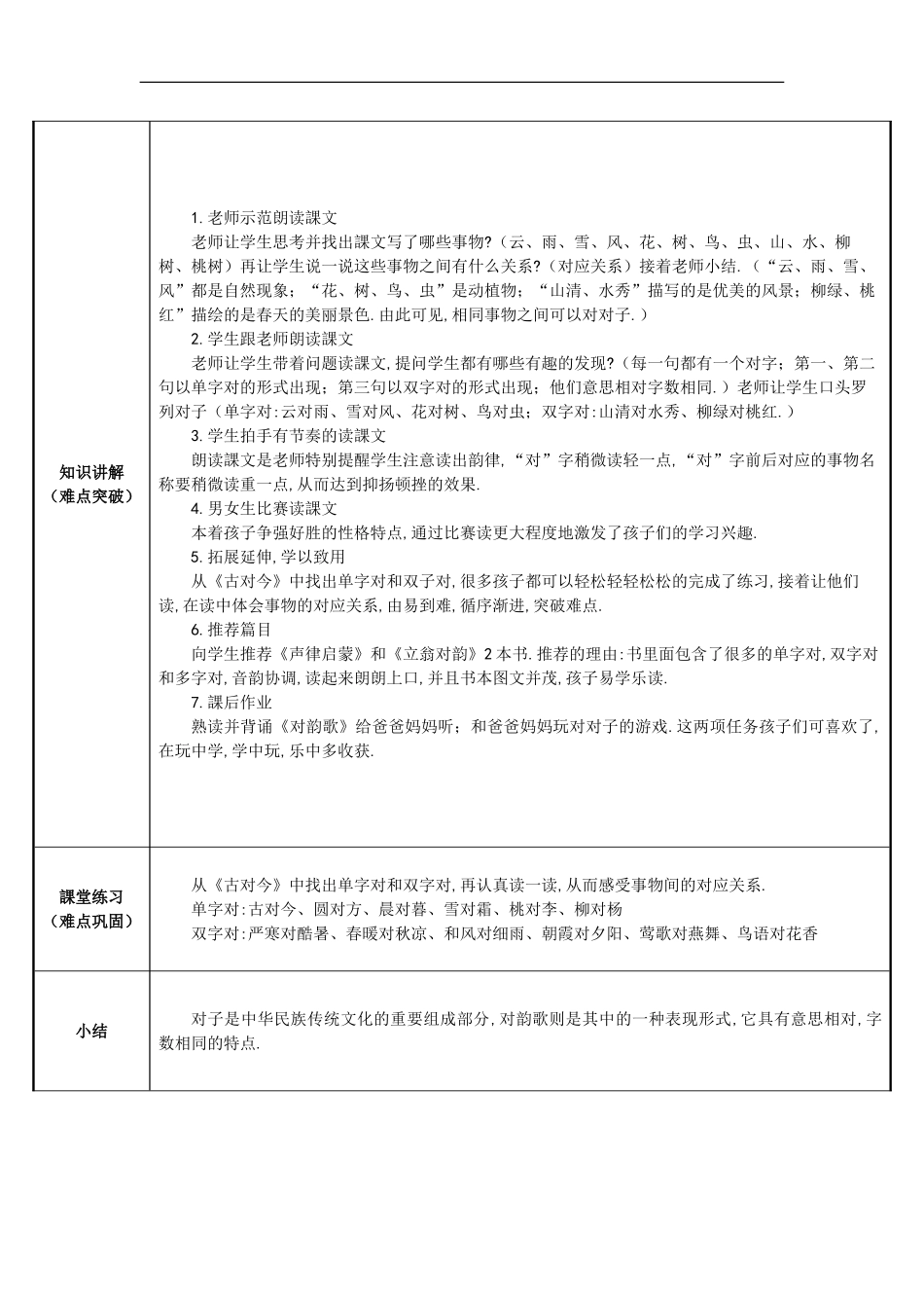 人教版部编版小学语文一年级上册对韵歌教学设计教案.doc_第2页