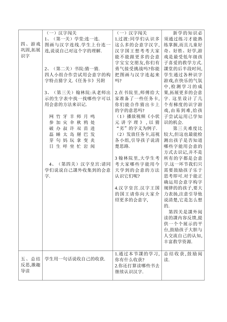 人教版部编版小学语文一年级上册有趣的会意字教学设计教案.doc_第3页