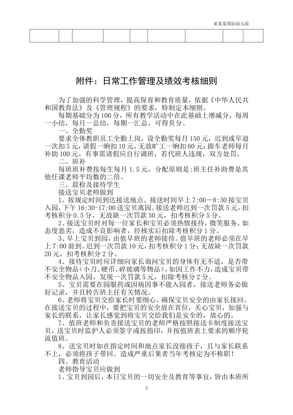幼儿园常用表格-儿童体检记录表个体每半年次附-日常工作管理及绩效考核细则.doc_第2页