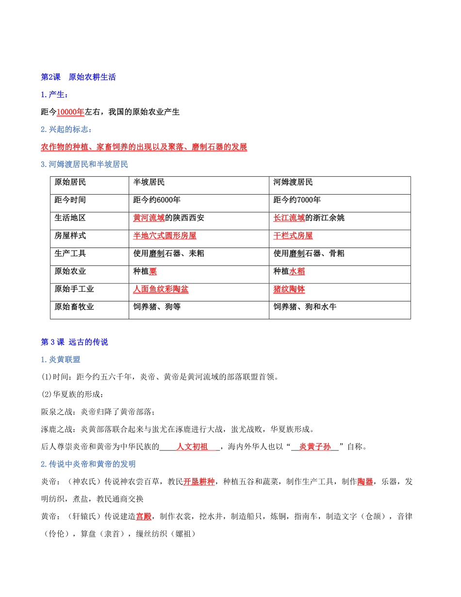七上册常考点期末复习提纲+【挑战满分】七年级历史上册期末专项复习备考系列（部编版含答案.pdf_第3页