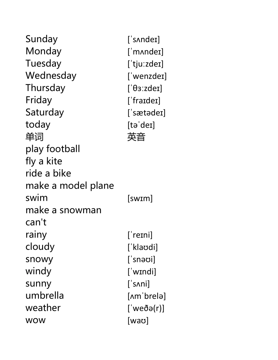 人教版一年级起点二年级下册同步单词表.pdf_第3页