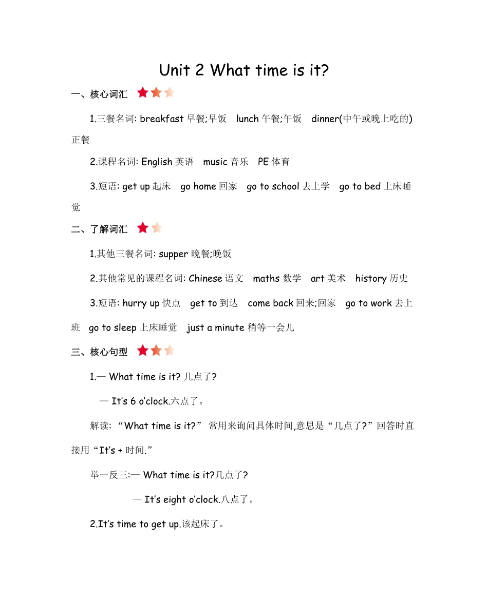 人教人教四年级下册Unit2知识清单.pdf_第1页