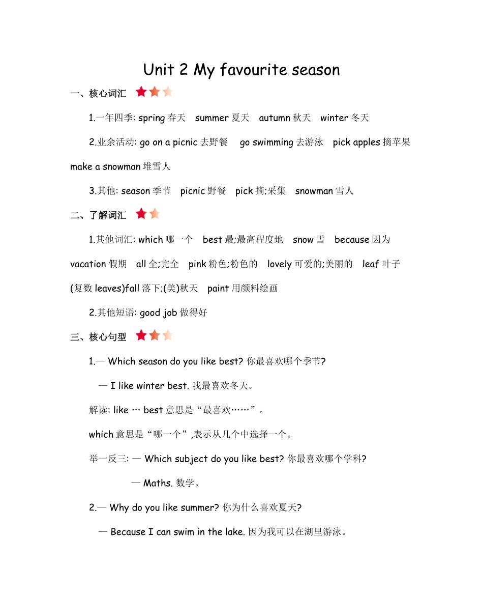 人教人教五年级下册Unit2知识清单.pdf_第1页