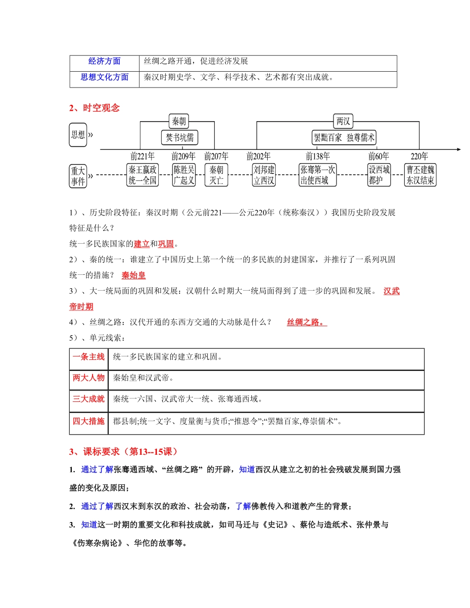 考点梳理与突破04秦汉时期：统一多民族国家的建立和巩固（1315课（教师版七年级历史上册期中期末考点大串讲（部编版含答案.pdf_第2页