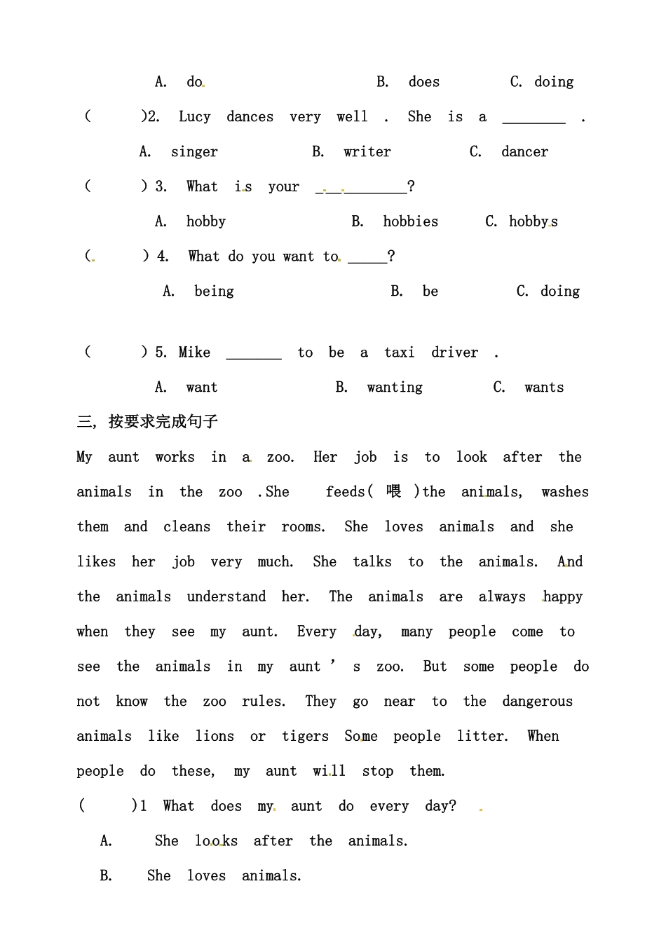 （含答案解析六年级上册英语同步练习-Unit5WhatdoeshedoAlet'stalk练习.pdf_第2页