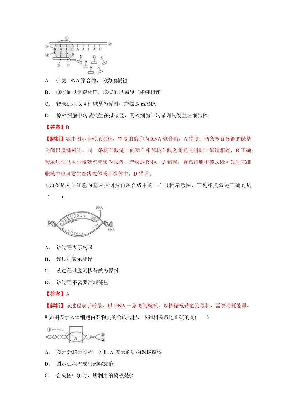 高中试卷-【新教材精创】4.1.1基因指导蛋白质的合成练习（1含答案.pdf_第3页