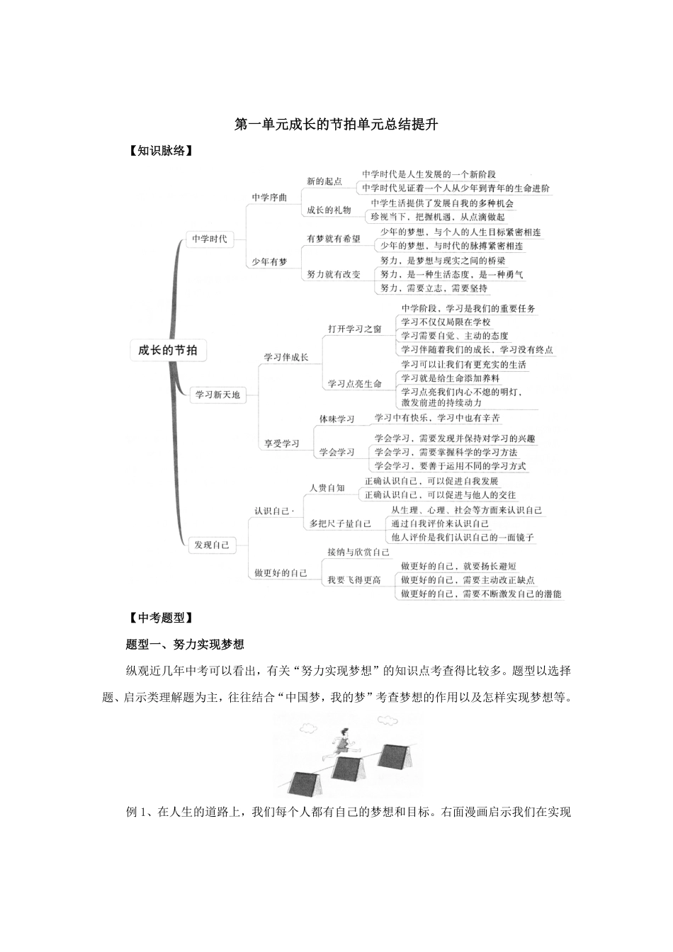 七年级上册《道德与法治》（人教版单元复习总结：第1单元成长的节拍含答案.pdf_第1页