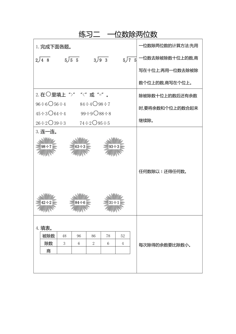 人教版数学三年级下册2练习二一位数除两位数测试试卷含答案.pdf_第1页